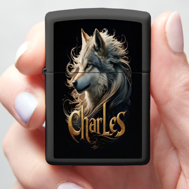 The Wolf's Name Is Charles Zippo Lighter (In Hand)