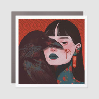 The woman and the crow car magnet