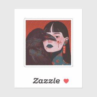 The woman and the crow sticker