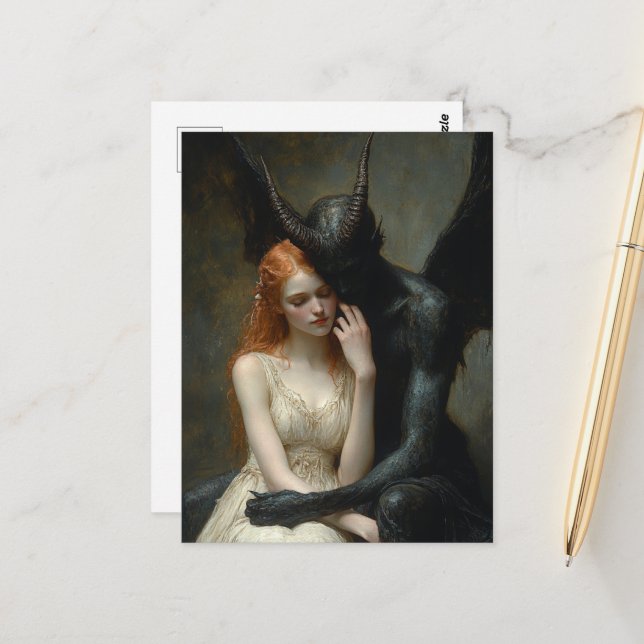 The Woman and the Dark Angel Postcard (Front/Back In Situ)