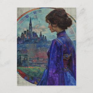 The Woman in Blue Postcard