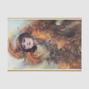 The woman in fur and emeralds vintage poster tissue paper