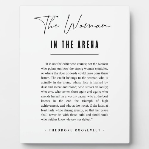 The Woman in the Arena Daring Greatly quote Plaque