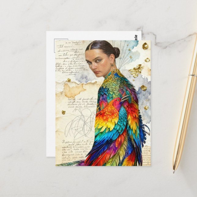 The Woman in the Bird Dress Postcard (Front/Back In Situ)