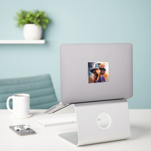 The Woman in the Hat: Portrait of Vibrant Grace Sticker