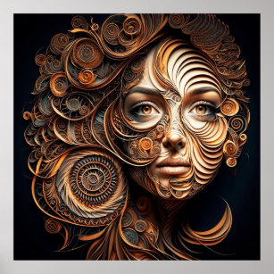 The Woman in the Spirals #1 Digital Abstract Poster