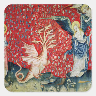 The Woman Receiving Wings to Flee the Dragon Square Sticker