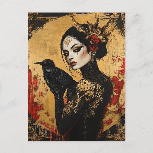 The Woman with a Black Bird Postcard