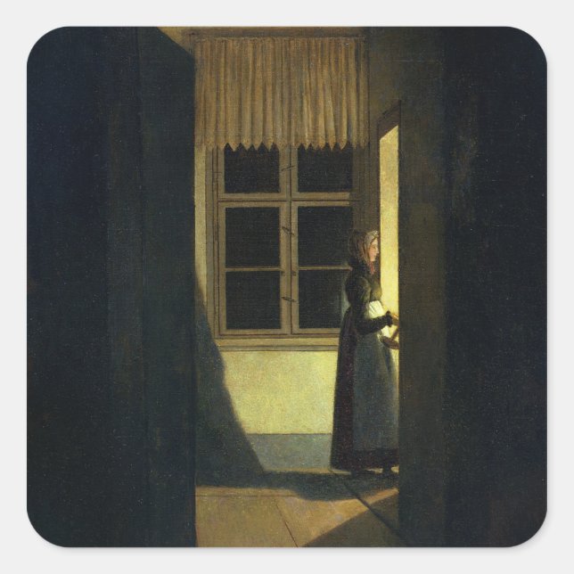 The Woman with the Candlestick, 1825 Square Sticker (Front)