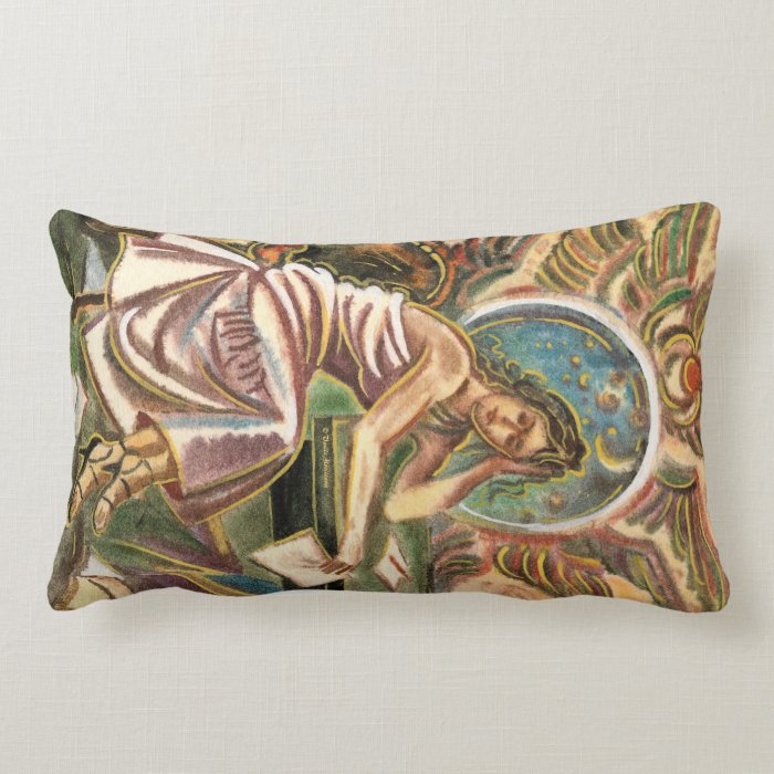 The Woman Writer Thinking Watercolor Painting Pillows
