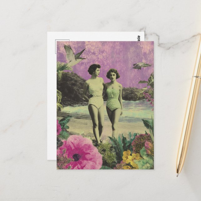 The Women at the Beach Walking Postcard (Front/Back In Situ)