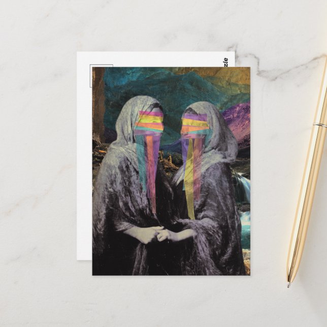 The Women With Blurred Faces in the Mountains Postcard (Front/Back In Situ)