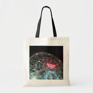 'The Wonder Wheel at Night' Budget Canvas Tote Bag