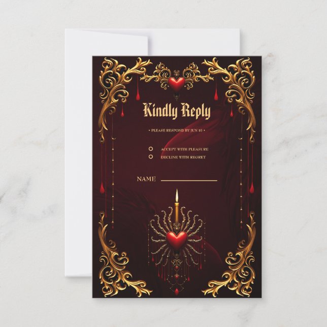 The wonderful beautiful art of gothic elegance. Ro RSVP Card (Front)