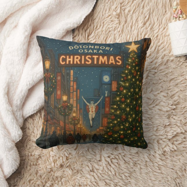 The wonderful Dotonbori Christmas Street in Osaka Throw Pillow (Blanket)