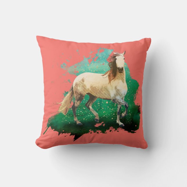 The wonderful horse Kissen Living Coral Throw Pillow (Front)