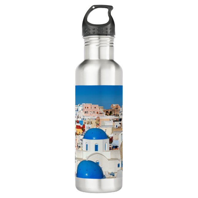 The wonderful Oia in Santorini, Greece Stainless Steel Water Bottle (Front)