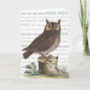 The Wonderful Sounds Owls Make - Vintage Image Holiday Card