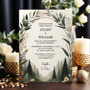 The Wood Tree Forest Rustic Barn Farm Arch Wedding Invitation