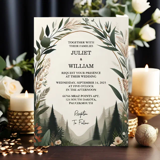The Wood Tree Forest Rustic Barn Farm Arch Wedding Invitation | Zazzle