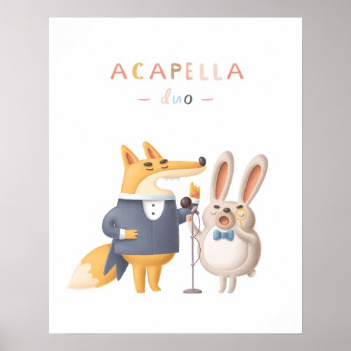The Woodland Animal Acapella Duo Nursery Poster