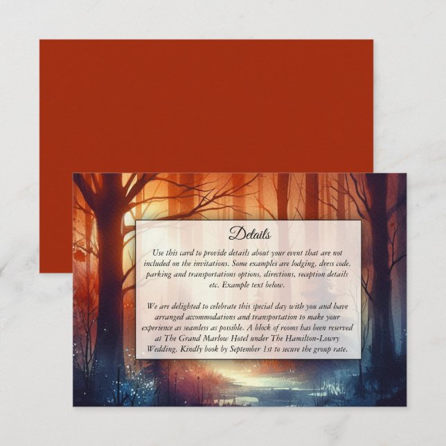 The Woodland Spell of Falling Leaves Wedding  Enclosure Card (Front/Back)