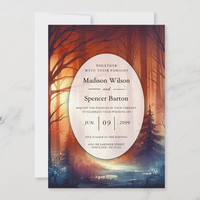 The Woodland Spell of Falling Leaves Wedding Invitation (Front)