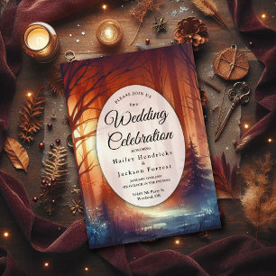 The Woodland Spell of Falling Leaves Wedding Invitation