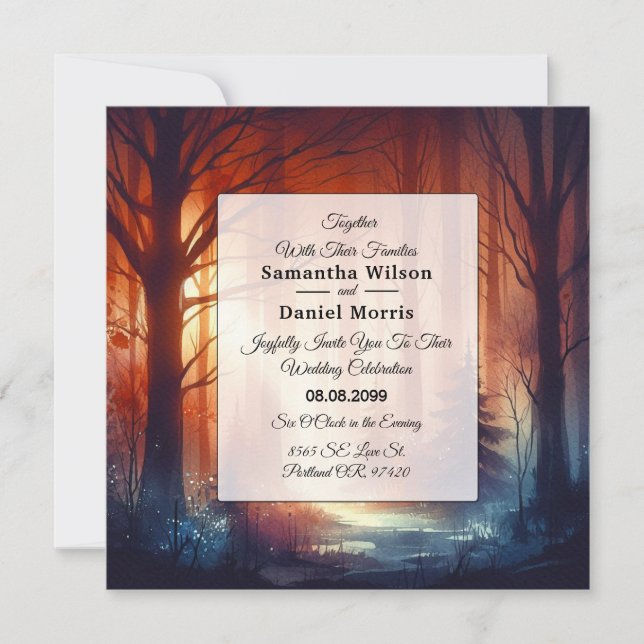 The Woodland Spell of Falling Leaves Wedding Invitation (Front)