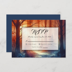 The Woodland Spell of Falling Leaves Wedding RSVP Card