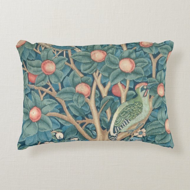 The Woodpecker Tapestry, detail of the woodpeckers Accent Pillow (Front)