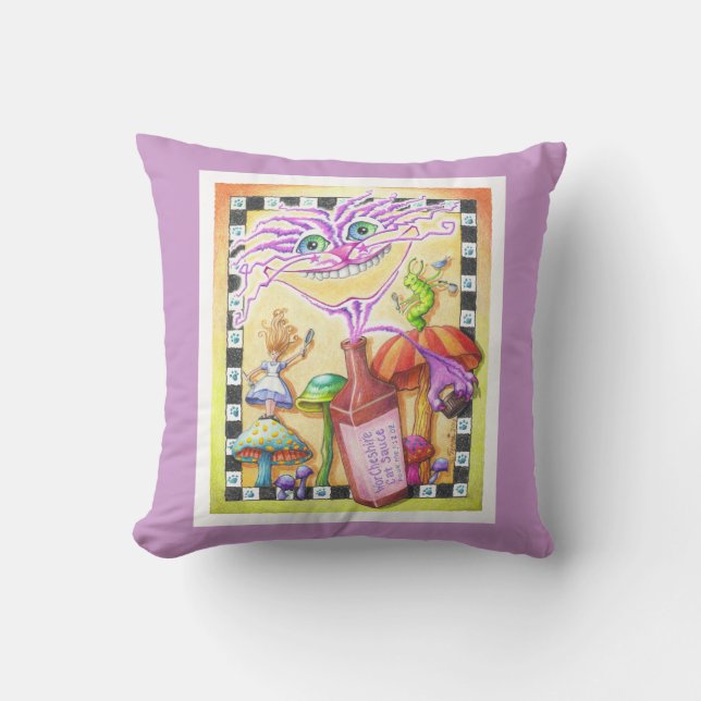 The WorCHESHIRE CAT Throw Pillow (Front)