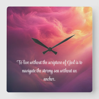 The Word Anchors Square Wall Clock