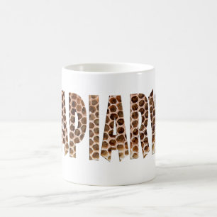 The word Apiary with an overlay of honeycomb. Coffee Mug