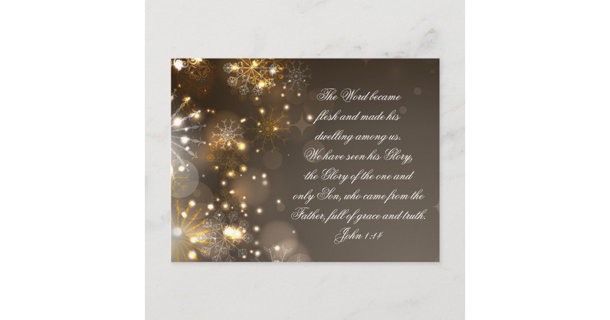The Word Became Flesh Bible Verse John 1:14 Custom Holiday Postcard | Zazzle.com