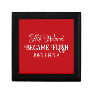 The Word Became Flesh Christmas Bible Verse Red Gift Box