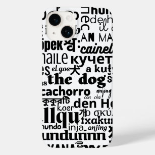The word dog in various languages ​​black white Case-Mate iPhone 14 case
