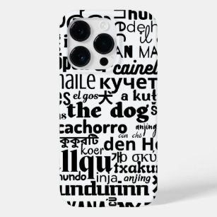 The word dog in various languages ​​black white Case-Mate iPhone 14 pro case