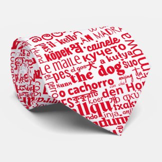 The word dog in various languages ​​black white