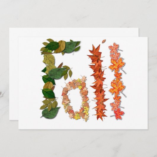 The word " Fall " written in leaf graphics (Front/Back)