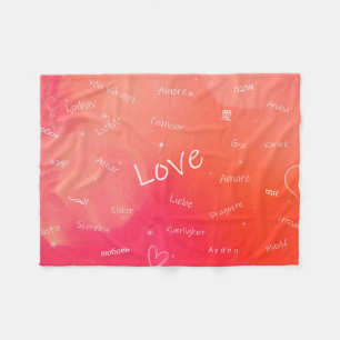 The word LOVE in many different languages Fleece Blanket