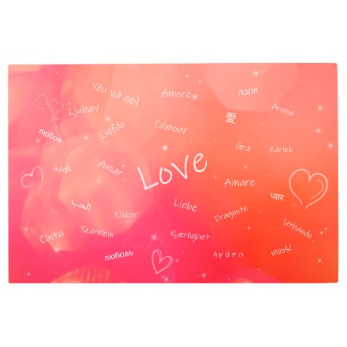 The word LOVE in many different languages   Metal Print