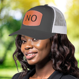 The Word No   Attitude Fashion Trucker Leather Patch Hat