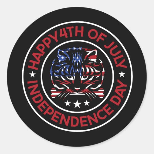 The words 4th of july classic round sticker