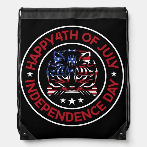 The words 4th of july drawstring bag