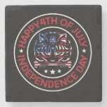 The words 4th of july stone coaster