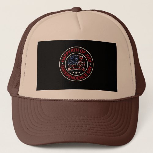The words 4th of july trucker hat
