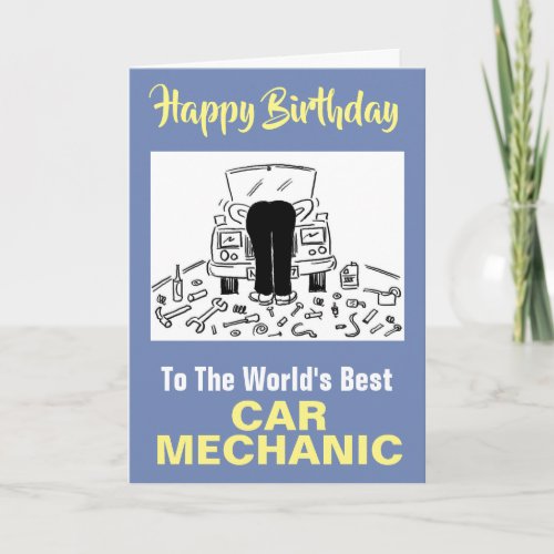 The Words Best Car Mechanic _ Happy Birthday Card