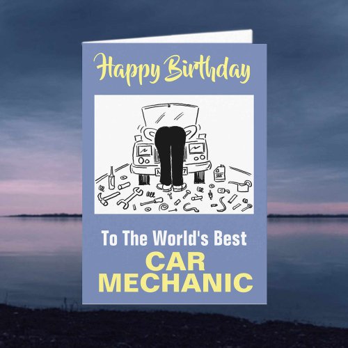 The Words Best Car Mechanic _ Happy Birthday Card