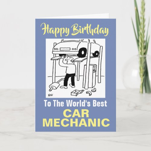 The Words Best Car Mechanic _ Happy Birthday Card